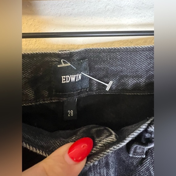 Edwin Black High Rise Tash Relaxed Jeans Straight Leg - Picture 4 of 8